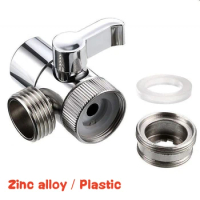 Zinc Alloy/Plastic Switch Faucet Adapter Kitchen Sink Splitter Diverter Valve Water Tap Connector for Shower Bathroom Accessory
