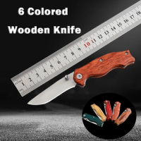 6 Color Wood MINI Folding Knife 58HRC Outdoor Self-Defense Knife EDC Self-Defense Tool CS GO Portable Fruit Knife
