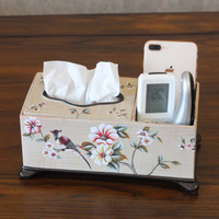 美式田園裝飾紙巾盒 歐式復古樹脂抽紙盒 創意遙控器手機收納盒