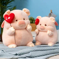Pig Plush Doll Super Soft Angel Pig Plush Toy with Wings Heart Balloon Lovely Stuffed Animal Doll Pillow for Soothing Bedroom