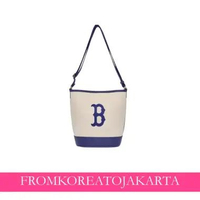 MLB Basic Big Logo Canvas Bucket Bag - Cream