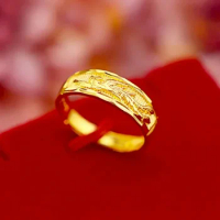 Pure 999 real gold ring full of stars 18K couple models for men and women about 5 grams dragon and phoenix agate gold ring
