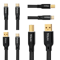 YYTCG 0.5~5M 發燒級USB音源線 AB AC CB CC DAC音訊線 單晶銅鍍銀 編織線30-741-01