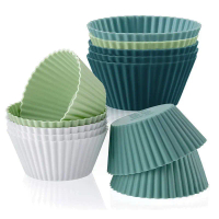 Khuôn bánh muffin bằng silicone, bộ 12 cái, dùng để làm bánh nhỏ, thức ăn cho bé, bánh gạo và bánh b