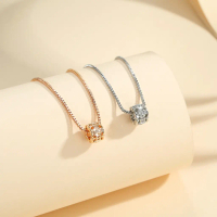 Kalung Korea Wanita Mewah Elegan Permata Rantai Berlian Lapis Emas Aksesoris Kalung Titanium TX070