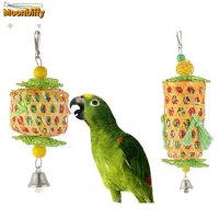 Natural Bamboo Rattan/Paper Weaving Cage Pet Bird Chewing Toys Parrot Cage Foraging Shredder Home Hanging Decoration