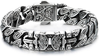 COOLSTEELANDBEYOND Mens Tribal Tattoo Pattern Link Chain Bracelet Fancy Vintage Curb Chain Bracelet 
