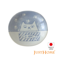 【Just Home】日本製手繪感貓咪陶瓷6吋點心盤/蛋糕盤(享食貓)