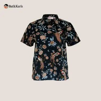 Batik Keris Blouse Wanita Lengan Pendek Motif Keris Dancing Bird L Hitam