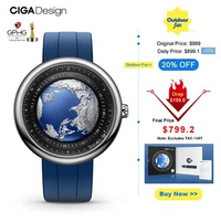 CIGA Design Blue Planet Watch for Men Luxury Mechanical Automatic Watches Stainless Steel / Titanium Case Wrist Wrist Timepiece