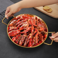 20-24cm Thickened Stainless Steel Non-stick Paella Pan Spanish Seafood Frying Pot Wok Cheese Cooker Food Fruit Plate Container