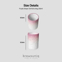 BREWSUNIQ - Stripes Tall Kicho Mug 200mL / Cangkir Keramik Mug Minum Estetik Minimalis Purple