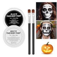 White Red Blue Face Body PaintHalloween Clown Makeup Kit with 3 BrushesProfessional Red White Blue F