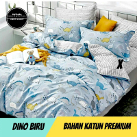 Mutiara Dino Biru Sprei Murah Promo Katun Lokal Premium Sprey Katun Dingin Bahan Rayon Adem Homemade