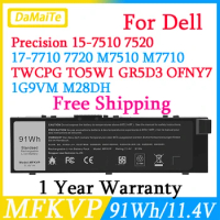 MFKVP Laptop Battery For Dell Precision 7510 7520 7710 7720 M7710 M7510 TWCPG T05W1 1G9VM GR5D3 0FNY7 0GR5D3 M28DH RDYCT 91Wh