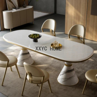 Marble Minimalist Dining Table Oval Modern Villa Home High-Grade Natural Luxury Stone