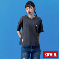 EDWIN BT21拼貼牛仔紋短袖T恤-女款 暗灰色