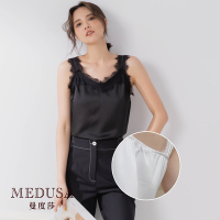 【MEDUSA 曼度莎】法式蕾絲緞面V領內搭背心(M-XL) | 女裝 內搭 背心 上衣