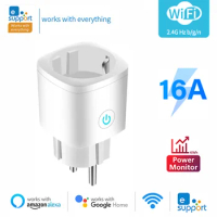 16A EU EWelink Wifi Smart Plug WiFi Bluetooth Dual Mode Timing Power Metering Smart Socket Works With Alexa Google Home Ewelink
