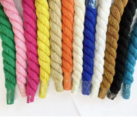 เชือกผูกรองเท้าทรงกลมแบบหนา, กองทัพอากาศหนึ่ง, AF1 Unisex, DIY, นักรบดำ, เชือกผูกรองเท้าที่มีสีสัน D