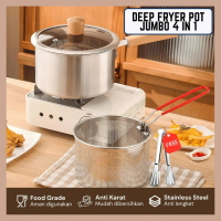 [COD] Deep Fryer Pot Jumbo 2L Set 4 in 1 Panci Penggorengan Rebus Stainless Steel Multifungsi BBQ Wa