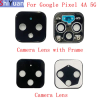 2Pcs Back Rear Camera Lens Glass For Google Pixel 4A 5G Camera Glass Lens with Frame Replacement Repair Parts
