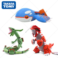 TAKARA TOMY Kawaii Pokemon Rayquaza VS Kyogre Groudon Plush Stuffed Animal PP Cotton Doll Toys for Children