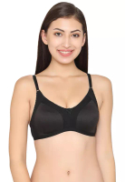 Clovia Non-Padded Non-Wired Full Coverage Spacer Cup Bra in Black - Cotton Rich