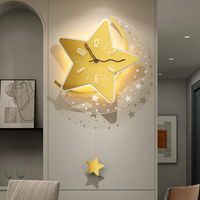 【免運】北歐風創意夜光星星壁鍾 亞克力鐘錶 靜音掛鐘 藝術高品質時鐘 客廳擺鐘 搖擺掛鐘 時鐘 個性裝飾