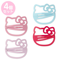小禮堂 Hello Kitty 造型鐵髮夾4入組 (鏤空大臉) 4550337-869970