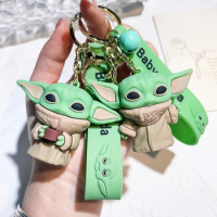 New POP Anime Yoda Baby Keychain Cartoon Cute Star Wars Baby Yoda Figure Keychains Bag Car Keyrings Pendant Gift Toy for Kids