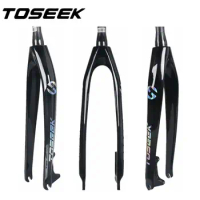 TOSEEK Bicycle Front Fork MTB Bike Mountain Fork Carbon Fiber Rigid Fork Tapered Tube Fit for Wheel 26er, 27.5er, 29er