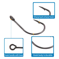 Sea.Yolo Fishing Hooks Fishing Supplies Horse Mouth Hook Large Eye Sequin Hook Corrosion-resistant Barbed Single Hook