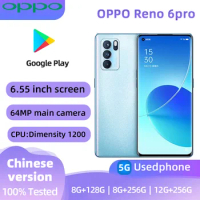 oppo Reno6pro 5G Android CPU MediaTek Dimensity 1200 6.55 inches Screen 12GB RAM 256GB ROM 64MP camera All Colours used phone