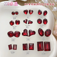 เล็บปลอม pvc เล็บปลอมสำเร็จรูป K9 Crystal Nail Art Deep Wine Red Tip Bottom Diamond Net Red Angora R