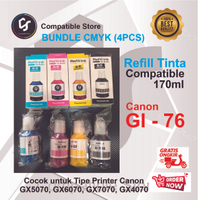 ( ON SALE ) Tinta refill  GI76 black 170ml, Black 170ml Color 135ml Premium Quality Compatible Pigme