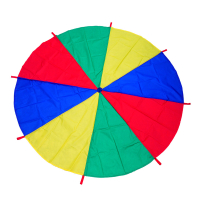 2M6M Diameter Kids Outdoor Teamwork Game Prop Rainbow Parachute Toys Jump Bag Bounce Play Mat School Activity Puzzle