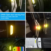 Safety door reflective stickers for car warning sign reflective tape motorcycle helmet luminous sticker 4pcs/set