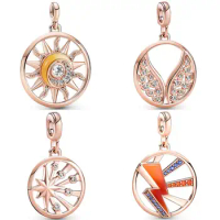 Rose My Sun Power Burning Wing Rays Of Life Medallion Pendant Me Charm 925 Sterling Silver Bead Fit Europe Bracelet DIY Jewelry