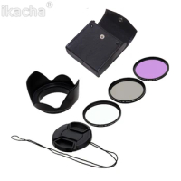 49 52 55 58 67 72 77mm Lens UV CPL FLD Filter Set+Lens Cap+Hood for Nikon D600 D3200 D3100 D7000 D51