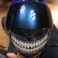 Motorcycle Reflective Helmet Sticker Evil Smile Large Mouth Car Sticker Self Adhesive Funny Decals Hat Sticker Car Accessories