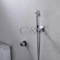 Brass Shattaf Portable Bidet Spray Shower With Thermostatic Faucet Valve 150 cm Stainless Steel Hose A2014D