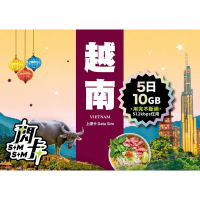 【閃卡】越南 5/10日｜用完高限速無限數據｜Viettel/Vietnamobile雙網 5日10GB