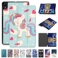 Case For Lenovo Legion Y700 2022 TB-9707F Cover 8.8'' Gaming Tablet PC Cute Painted Tri-Folded PU Leather Magnetic Cover Kids