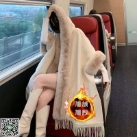 斗篷披肩百搭寬松女秋冬針織外套女2023年新款韓版洋氣連帽大衣潮-UM.有米家居