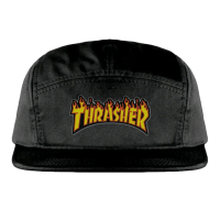 Topi 5 Panel Pria Distro / Topi Snapback Logo DTF Thrasher Dewasa