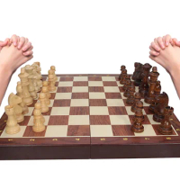 Big 45*45*4cm Chess Set Grade Wooden Folding Traditional Classic Solid Wood Pieces Walnut Chessboard Children Gift Board Game