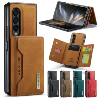 Luxury Magnetic Flip Leather Phone Case For Samsung Galaxy Z Fold 5 Z Fold 4 Fold3 Wallet Card Cover For Galaxy Z fold 4