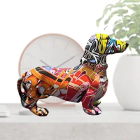 Graffiti Dachshund Statue Creative Dog Figurine Graffiti Dachshund Dog Sculpture Animal Statue Art Figurine For Living Room