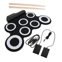 Electronic Drum Set Foldable Music Drums USB Silicone Drum Portable Practice Drums USB Pad Portable Practice Drums Kit with Drum